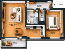 Pronájem bytu 2+kk, Praha - Hlubočepy, Devonská, 49 m2