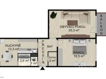 Prodej bytu 2+1, Písek - Budějovické Předměstí, Harantova, 63 m2