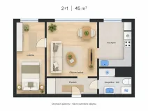 Prodej bytu 2+1, Praha - Hlubočepy, Gabinova, 45 m2