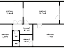 Prodej kanceláře, Most, Obránců míru, 68 m2