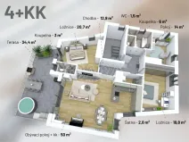 Pronájem bytu 4+kk, Praha - Hloubětín, Mandloňová, 174 m2