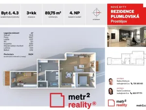 Prodej bytu 3+kk, Prostějov, Plumlovská, 100 m2