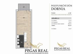 Prodej bytu 1+kk, Brno, Dornych, 34 m2