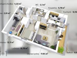 Pronájem bytu 3+1, Třebíč, Kremláčkova, 74 m2