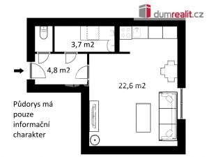 Prodej bytu 1+kk, Trhové Sviny, Branka, 32 m2