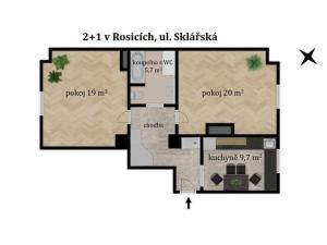 Prodej bytu 2+1, Rosice, Sklářská, 64 m2