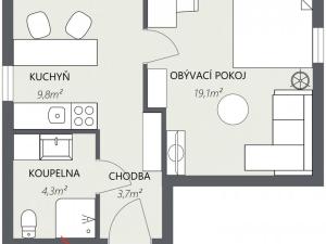 Pronájem bytu 1+1, Vochov, Vochov 20, 39 m2