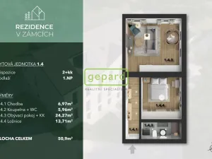 Prodej bytu 2+kk, Praha - Bohnice, V Zámcích, 51 m2