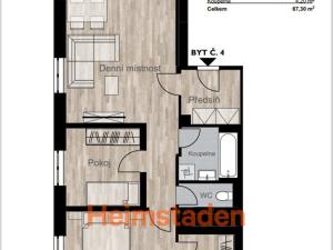 Pronájem bytu 3+kk, Ostrava - Poruba, Porubská, 62 m2