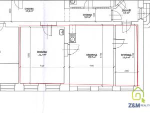 Pronájem ordinace, Sokolov, nábřeží Petra Bezruče, 47 m2