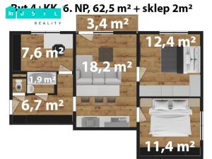 Prodej bytu 4+kk, Olomouc - Nová Ulice, Foerstrova, 64 m2