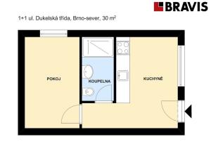 Pronájem bytu 1+1, Brno, Dukelská třída, 30 m2