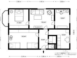 Prodej bytu 4+1, Veselí nad Moravou, Hutník, 72 m2