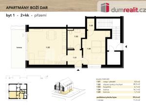 Prodej bytu 2+kk, Boží Dar, 61 m2