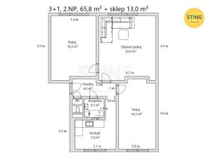 Prodej bytu 3+1, Velká nad Veličkou, 72 m2
