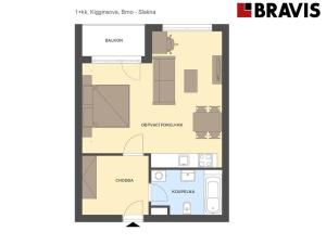 Pronájem bytu 1+kk, Brno - Slatina, Kigginsova, 40 m2