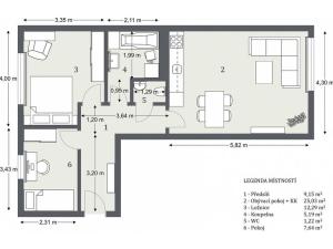 Pronájem bytu 3+kk, Písek - Pražské Předměstí, Nerudova, 61 m2