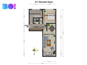 Prodej bytu 2+1, Kyjov, Sídliště Zahradní, 54 m2