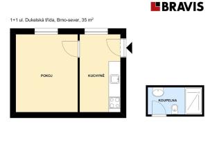 Pronájem bytu 1+1, Brno, Dukelská třída, 35 m2