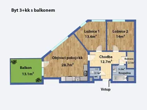 Pronájem bytu 3+kk, Praha - Střížkov, Makedonská, 78 m2