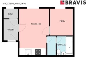 Pronájem bytu 2+kk, Rosice, Lipová, 35 m2