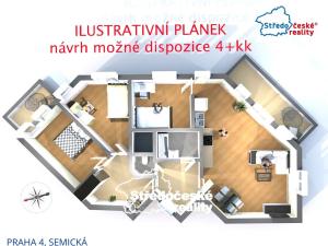 Prodej bytu 3+kk, Praha - Modřany, Semická, 113 m2