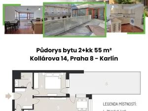 Prodej bytu 2+kk, Praha - Karlín, Kollárova, 55 m2