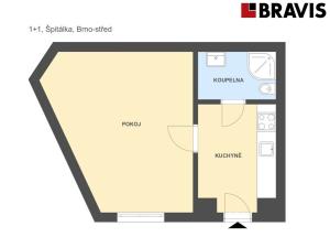 Pronájem bytu 1+1, Brno - Trnitá, Špitálka, 40 m2