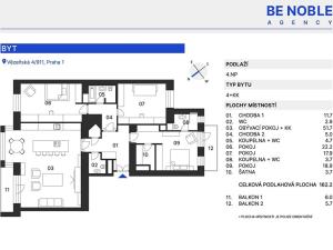 Prodej bytu 4+kk, Praha - Staré Město, Vězeňská, 162 m2