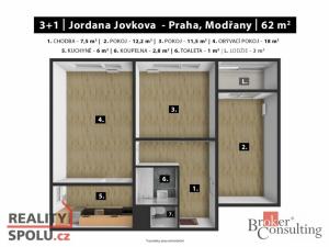 Pronájem bytu 3+1, Praha - Modřany, Jordana Jovkova, 59 m2