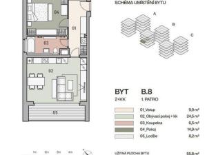 Prodej bytu 2+kk, Praha - Vysočany, Pod Krocínkou, 60 m2