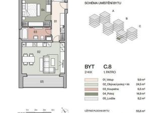 Prodej bytu 2+kk, Praha - Vysočany, Pod Krocínkou, 60 m2