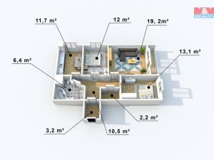 Prodej bytu 3+1, Ústí nad Labem - Severní Terasa, Šrámkova, 78 m2