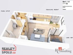 Pronájem bytu 2+kk, Třebíč - Nové Dvory, Maxima Gorkého, 59 m2