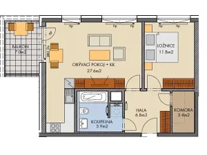 Prodej bytu 2+kk, Praha - Dolní Měcholupy, Kardausova, 59 m2