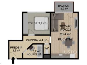 Prodej bytu 2+kk, Písek - Hradiště, K Háječku, 43 m2