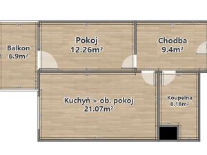 Pronájem bytu 2+kk, Plzeň, U Velkého rybníka, 60 m2