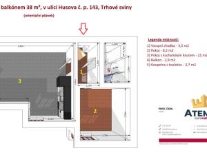 Pronájem bytu 2+kk, Trhové Sviny, Husova, 38 m2