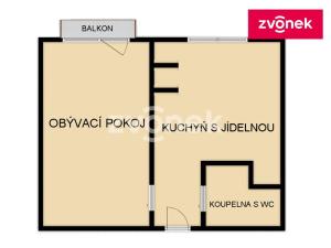 Pronájem bytu 1+1, Bojkovice, Nad Zahradami, 38 m2