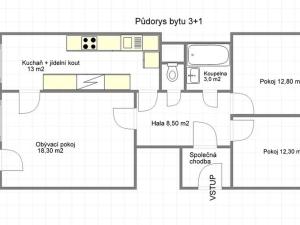 Pronájem bytu 3+1, Praha - Černý Most, Kuttelwascherova, 86 m2