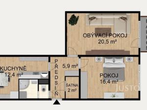 Pronájem bytu 2+1, Písek - Budějovické Předměstí, nábřeží 1. máje, 60 m2