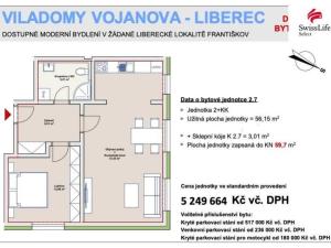 Prodej bytu 2+kk, Liberec, Vojanova, 56 m2