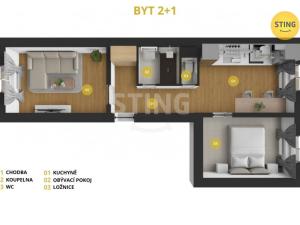 Pronájem bytu 2+1, Opava, Ostrožná, 44 m2