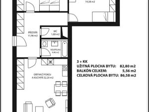 Prodej bytu 3+kk, Praha - Hostivař, náměstí Přátelství, 89 m2
