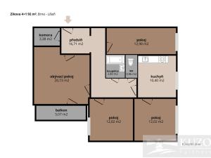Prodej bytu 4+1, Brno, Zikova, 92 m2