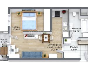 Prodej bytu 2+kk, Praha - Třebonice, Thomasova, 46 m2