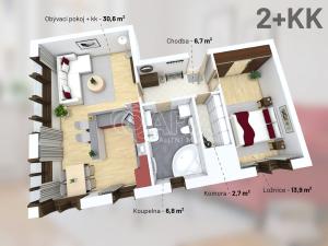 Prodej bytu 2+kk, Praha - Košíře, Musílkova, 61 m2