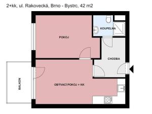Pronájem bytu 2+kk, Brno, Rakovecká, 48 m2