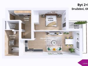 Prodej bytu 2+kk, Olomouc - Nové Sady, Družební, 54 m2