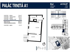 Pronájem bytu 2+kk, Brno - Trnitá, Trnitá, 47 m2